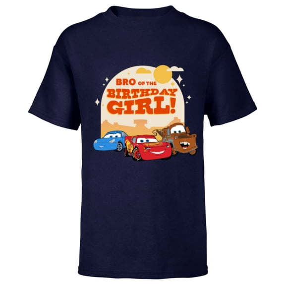 Disney and Pixar’s Cars Family Bro of the Birthday Girl - Short Sleeve T-Shirt for Kids - Customized-Navy
