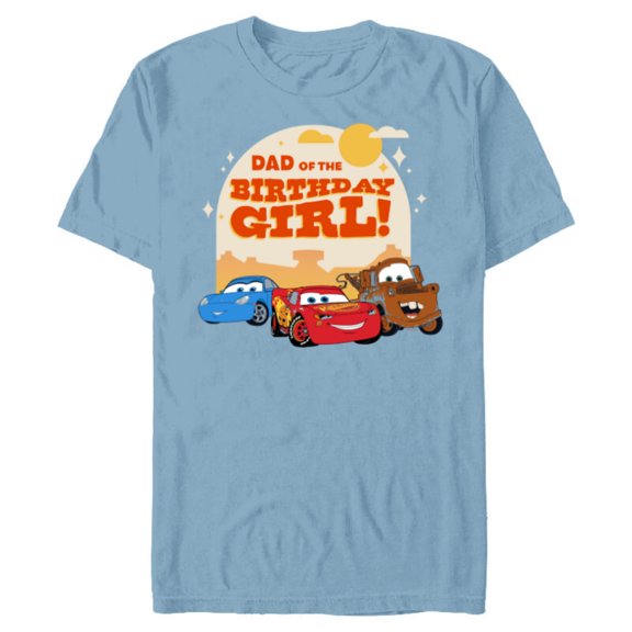 Disney and Pixar’s Cars Family Dad of the Birthday Girl - Short Sleeve Blended T-Shirt for Adults - Customized-Ocean Blue