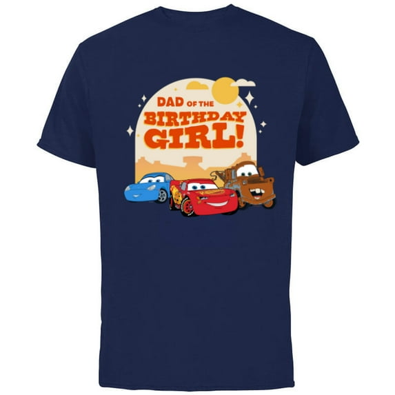 Disney and Pixar’s Cars Family Dad of the Birthday Girl - Short Sleeve Cotton T-Shirt for Adults - Customized-Navy