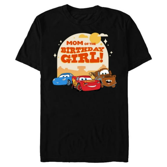 Disney and Pixar’s Cars Family Mom of the Birthday Girl - Short Sleeve Blended T-Shirt for Adults - Customized-Black