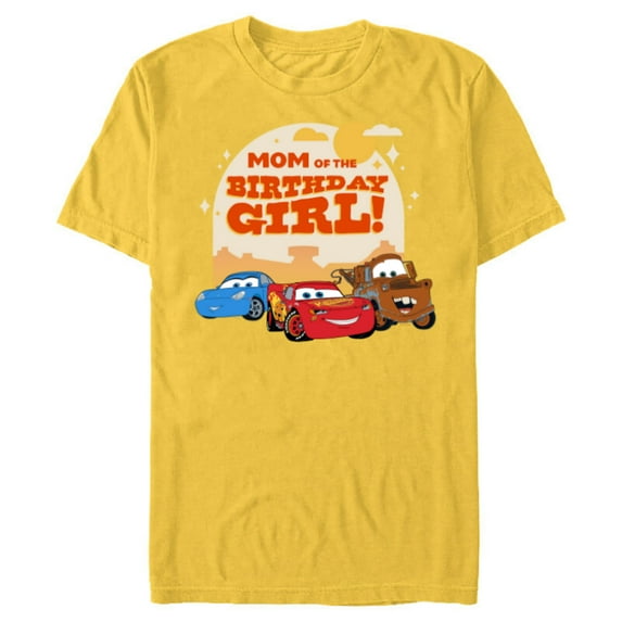 Disney and Pixar’s Cars Family Mom of the Birthday Girl - Short Sleeve Blended T-Shirt for Adults - Customized-Yellow