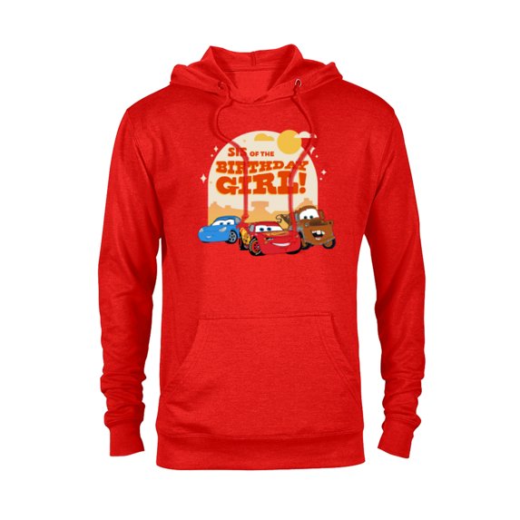 Disney and Pixar’s Cars Family Sis of the Birthday Girl - Pullover Hoodie for Adults - Customized-Red
