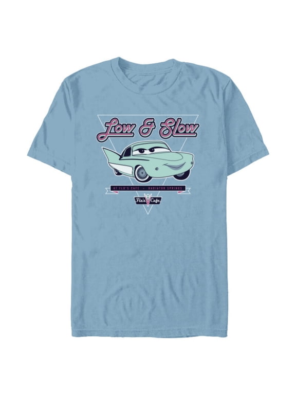 Disney and Pixar’s Cars Flo Low & Slow at Flo’s V8 Café - Short Sleeve Blended T-Shirt for Adults - Customized-Ocean Blue