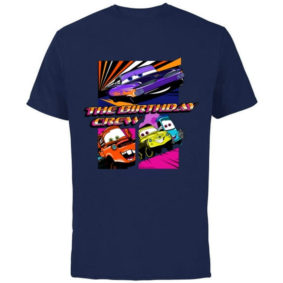Disney and Pixar’s Cars Friends & Family Trip Birthday Crew - Short Sleeve Cotton T-Shirt for Adults - Customized-Navy