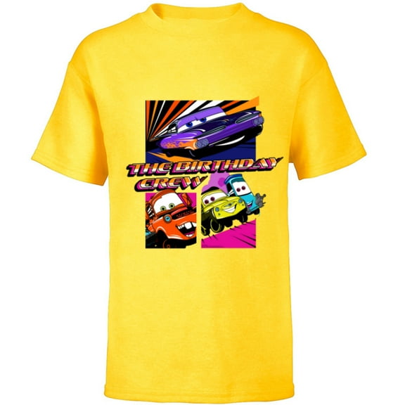 Disney and Pixar’s Cars Friends & Family Trip Birthday Crew - Short Sleeve T-Shirt for Kids - Customized-Yellow