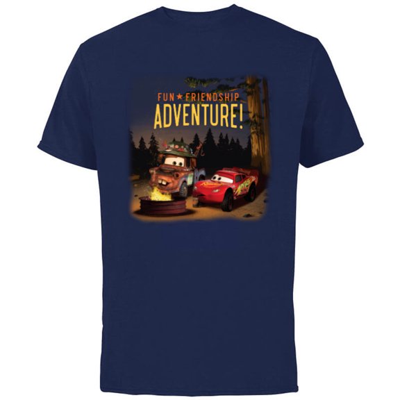 Disney and Pixar’s Cars Fun Friendship Adventure - Short Sleeve Cotton T-Shirt for Adults - Customized-Navy
