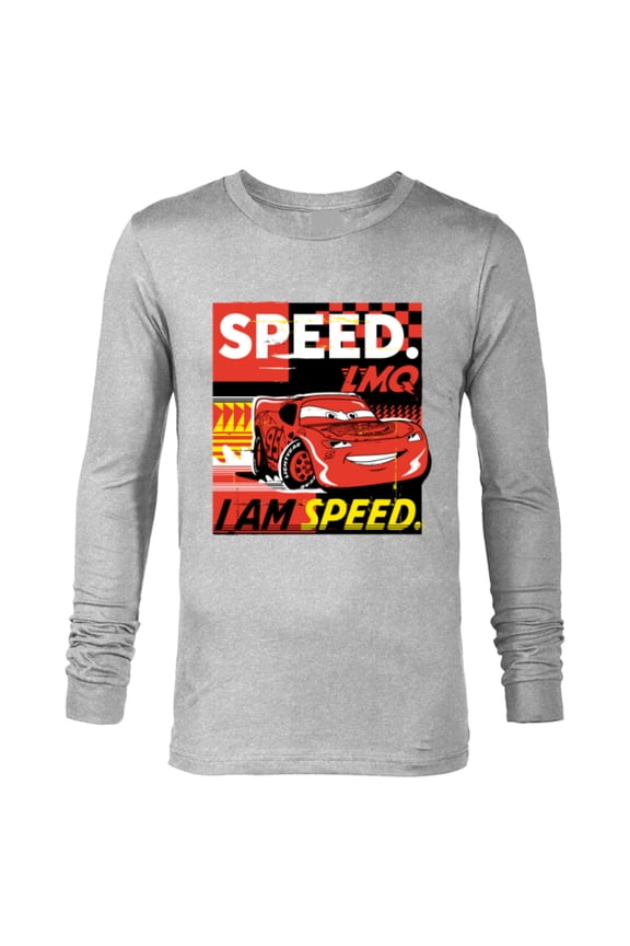 Disney and Pixar’s Cars I Am Speed Lightning McQueen Racing - Long Sleeve T-Shirt for Men - Customized-Athletic Heather