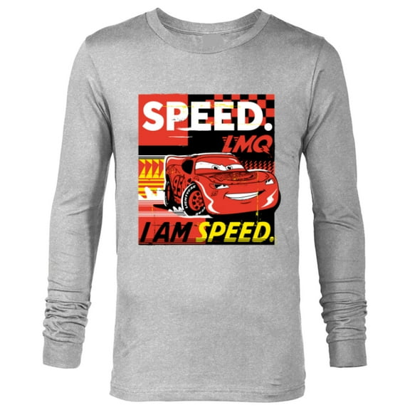 Disney and Pixar’s Cars I Am Speed Lightning McQueen Racing - Long Sleeve T-Shirt for Men - Customized-Athletic Heather