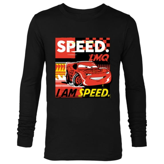 Disney and Pixar’s Cars I Am Speed Lightning McQueen Racing - Long Sleeve T-Shirt for Men - Customized-Black