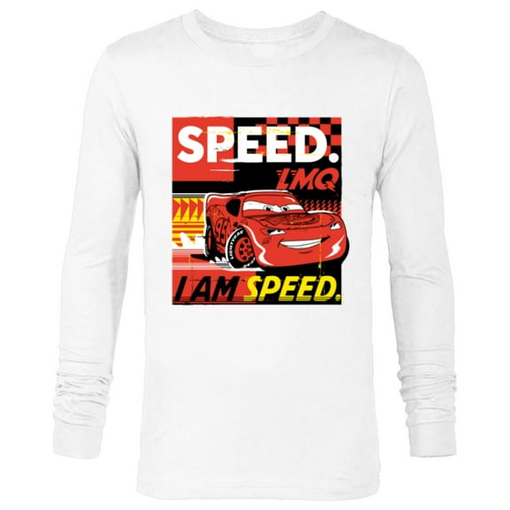 Disney and Pixar’s Cars I Am Speed Lightning McQueen Racing - Long Sleeve T-Shirt for Men - Customized-White