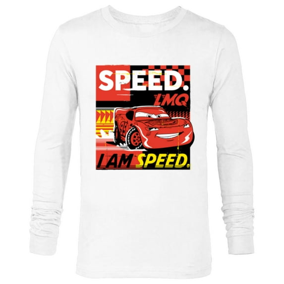 Disney and Pixar’s Cars I Am Speed Lightning McQueen Racing - Long Sleeve T-Shirt for Men - Customized-White