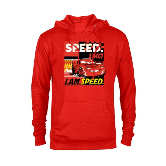 Disney and Pixar’s Cars I Am Speed Lightning McQueen Racing - Pullover Hoodie for Adults - Customized-Red