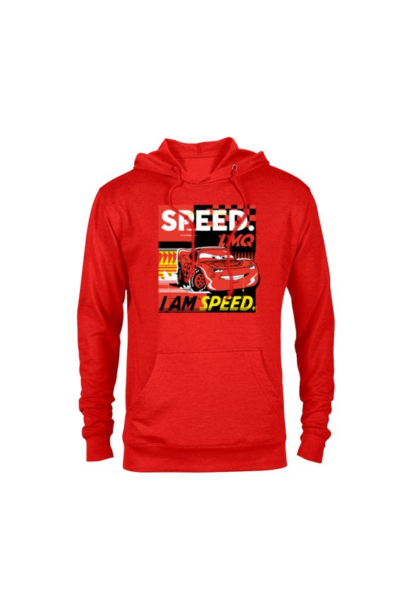 Disney and Pixar’s Cars I Am Speed Lightning McQueen Racing - Pullover Hoodie for Adults - Customized-Red