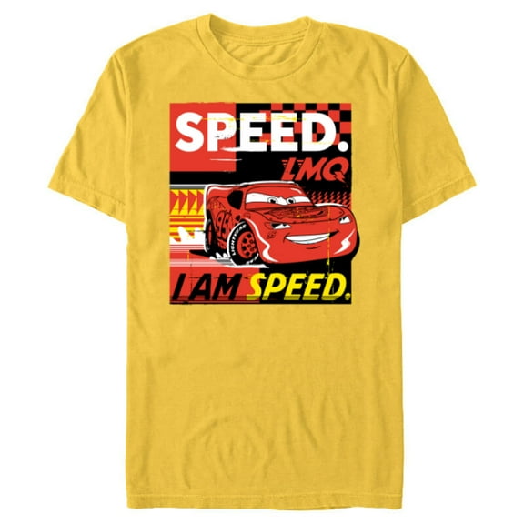 Disney and Pixar’s Cars I Am Speed Lightning McQueen Racing - Short Sleeve Blended T-Shirt for Adults - Customized-Yellow