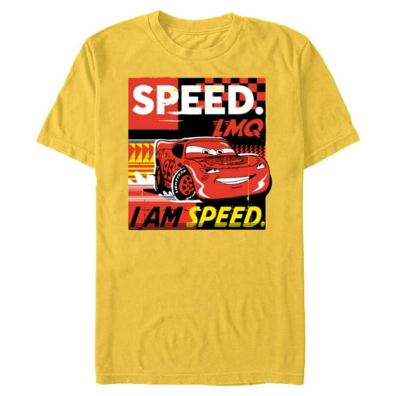 Disney and Pixar’s Cars I Am Speed Lightning McQueen Racing - Short Sleeve Blended T-Shirt for Adults - Customized-Yellow
