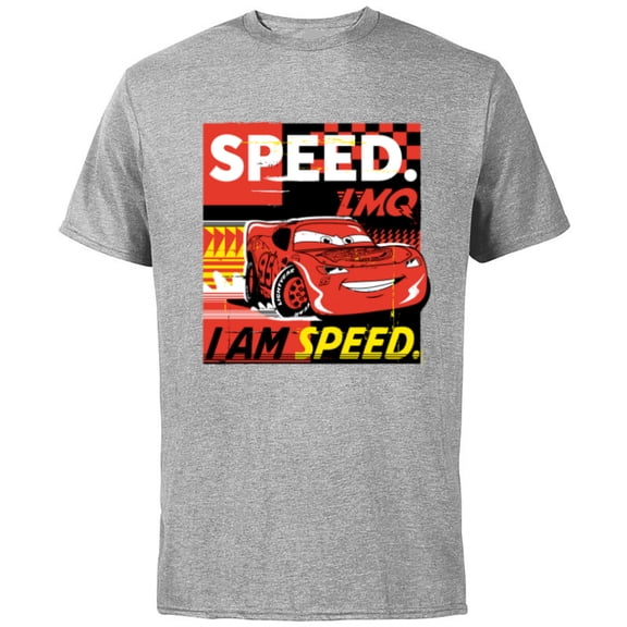 Disney and Pixar’s Cars I Am Speed Lightning McQueen Racing - Short Sleeve Cotton T-Shirt for Adults - Customized-Athletic Heather