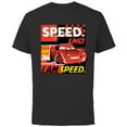 thumbnail image 1 of Disney and Pixar’s Cars I Am Speed Lightning McQueen Racing - Short Sleeve Cotton T-Shirt for Adults - Customized-Black, 1 of 5