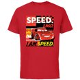 thumbnail image 1 of Disney and Pixar’s Cars I Am Speed Lightning McQueen Racing - Short Sleeve Cotton T-Shirt for Adults - Customized-Red, 1 of 5