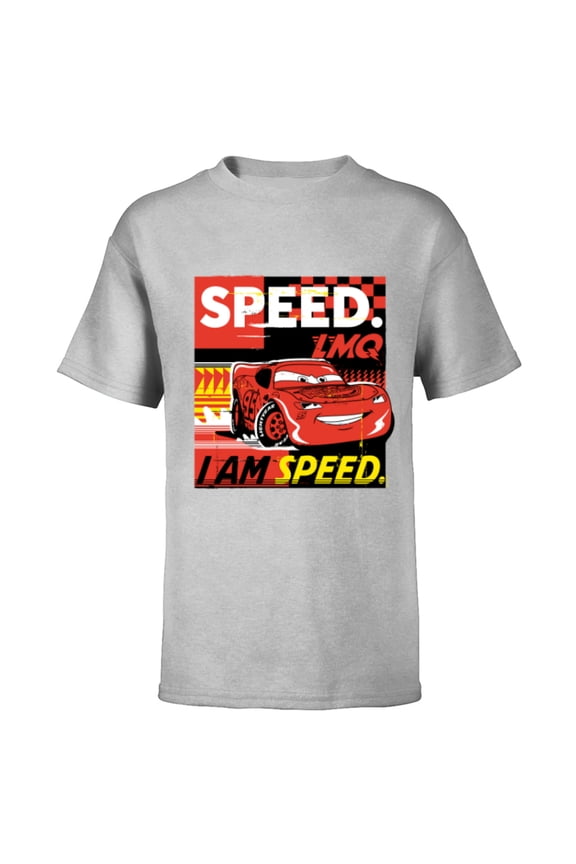 Disney and Pixar’s Cars I Am Speed Lightning McQueen Racing - Short Sleeve T-Shirt for Kids - Customized-Athletic Heather