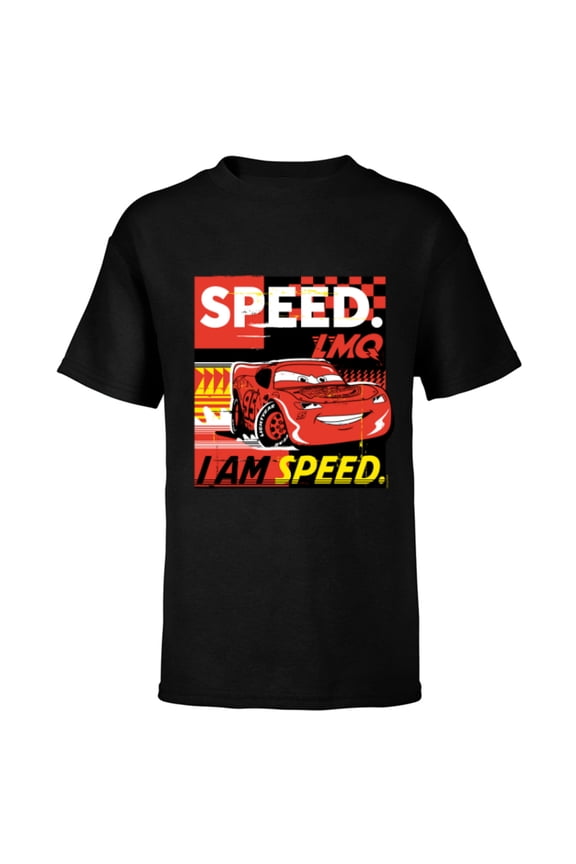 Disney and Pixar’s Cars I Am Speed Lightning McQueen Racing - Short Sleeve T-Shirt for Kids - Customized-Black