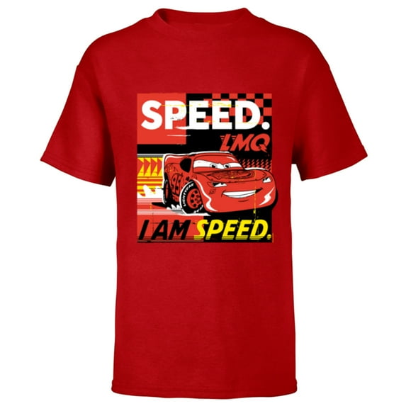 Disney and Pixar’s Cars I Am Speed Lightning McQueen Racing - Short Sleeve T-Shirt for Kids - Customized-Red