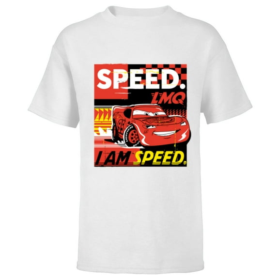 Disney and Pixar’s Cars I Am Speed Lightning McQueen Racing - Short Sleeve T-Shirt for Kids - Customized-White