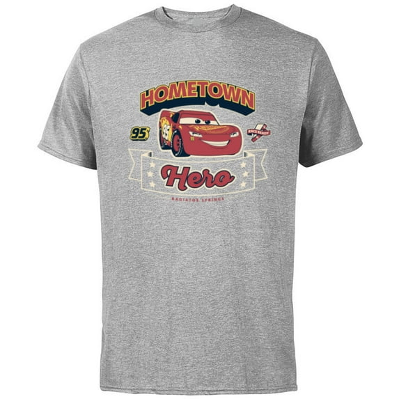 Disney and Pixar’s Cars Lightning McQueen 95 Hometown Hero - Short Sleeve Cotton T-Shirt for Adults - Customized-Athletic Heather