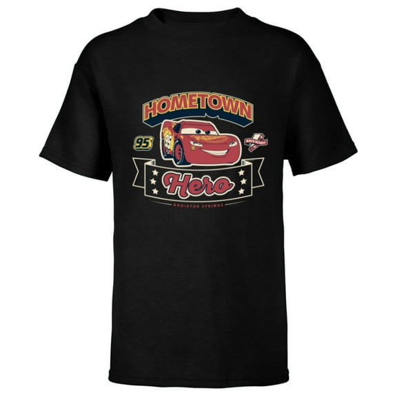 Disney and Pixar’s Cars Lightning McQueen 95 Hometown Hero - Short Sleeve T-Shirt for Kids - Customized-Black