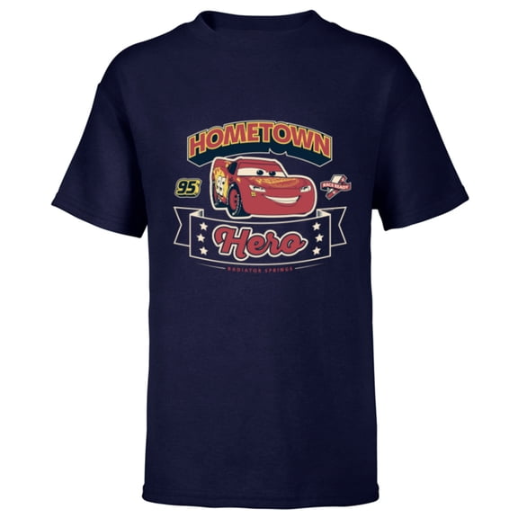 Disney and Pixar’s Cars Lightning McQueen 95 Hometown Hero - Short Sleeve T-Shirt for Kids - Customized-Navy