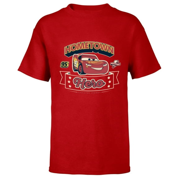 Disney and Pixar’s Cars Lightning McQueen 95 Hometown Hero - Short Sleeve T-Shirt for Kids - Customized-Red