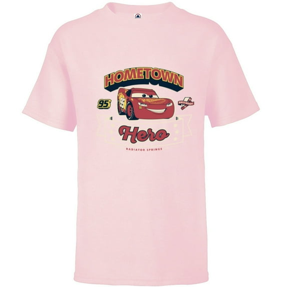 Disney and Pixar’s Cars Lightning McQueen 95 Hometown Hero - Short Sleeve T-Shirt for Kids - Customized-Soft Pink
