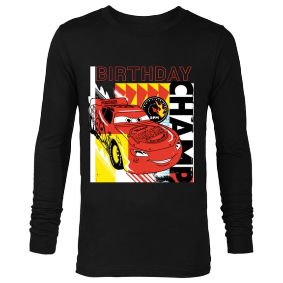 Disney and Pixar’s Cars Lightning McQueen Birthday Champ - Long Sleeve T-Shirt for Men - Customized-Black
