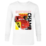 Disney and Pixar s Cars Lightning McQueen Birthday Champ - Long Sleeve T-Shirt for Men - Customized-White