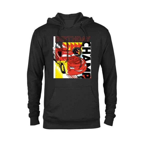 Disney and Pixar’s Cars Lightning McQueen Birthday Champ - Pullover Hoodie for Adults - Customized-Black