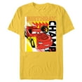 thumbnail image 1 of Disney and Pixar’s Cars Lightning McQueen Birthday Champ - Short Sleeve Blended T-Shirt for Adults - Customized-Yellow, 1 of 5