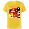 thumbnail image 1 of Disney and Pixar’s Cars Lightning McQueen Birthday Champ - Short Sleeve Cotton T-Shirt for Adults - Customized-Yellow, 1 of 5