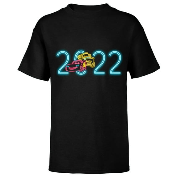 Disney and Pixar’s Cars Lightning McQueen Mater Neon 2022 - Short Sleeve T-Shirt for Kids – Customized-Black