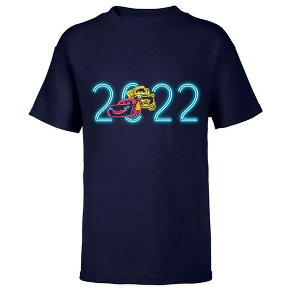 Disney and Pixar’s Cars Lightning McQueen Mater Neon 2022 - Short Sleeve T-Shirt for Kids – Customized-Navy