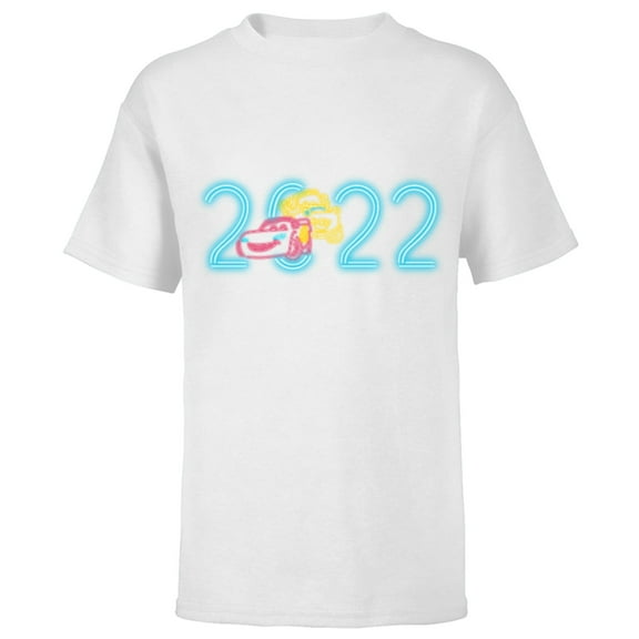 Disney and Pixar’s Cars Lightning McQueen Mater Neon 2022 - Short Sleeve T-Shirt for Kids – Customized-White