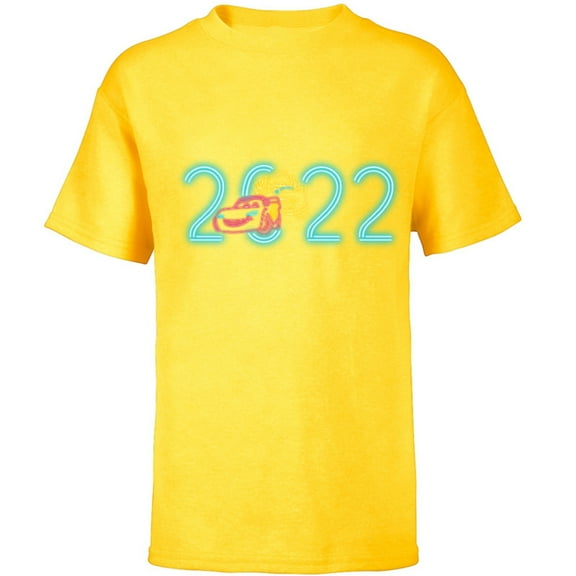 Disney and Pixar’s Cars Lightning McQueen Mater Neon 2022 - Short Sleeve T-Shirt for Kids – Customized-Yellow