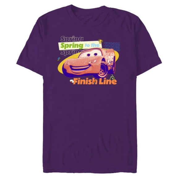 Disney and Pixar’s Cars Lightning Spring to the Finish Line - Short Sleeve Blended T-Shirt for Adults - Customized-Purple