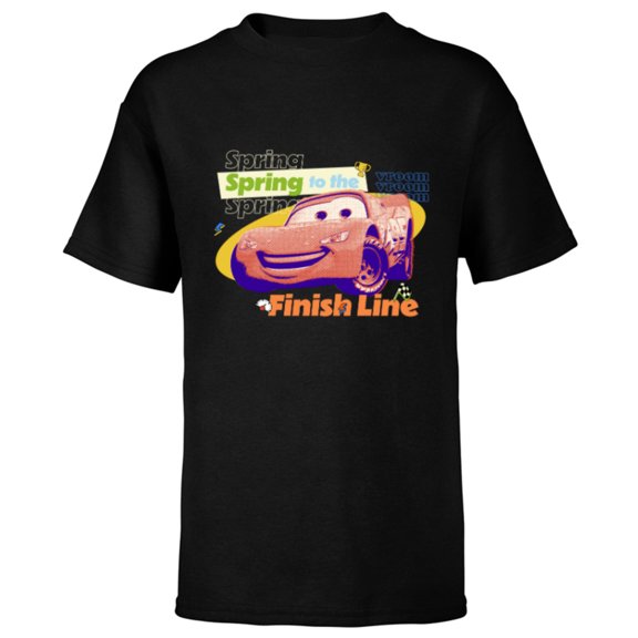 Disney and Pixar’s Cars Lightning Spring to the Finish Line - Short Sleeve T-Shirt for Kids - Customized-Black