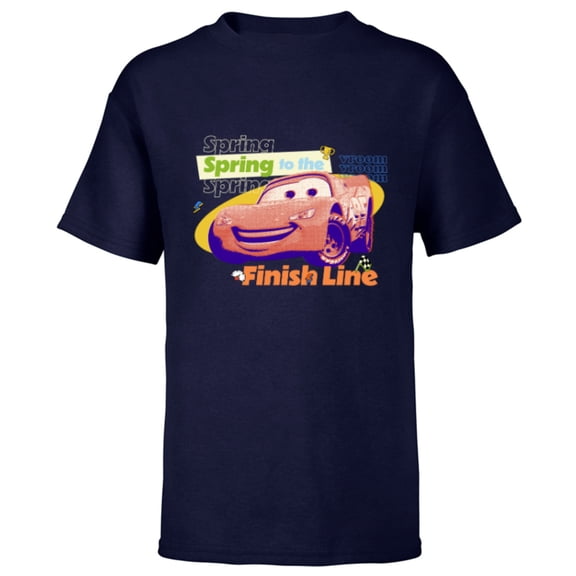 Disney and Pixar’s Cars Lightning Spring to the Finish Line - Short Sleeve T-Shirt for Kids - Customized-Navy