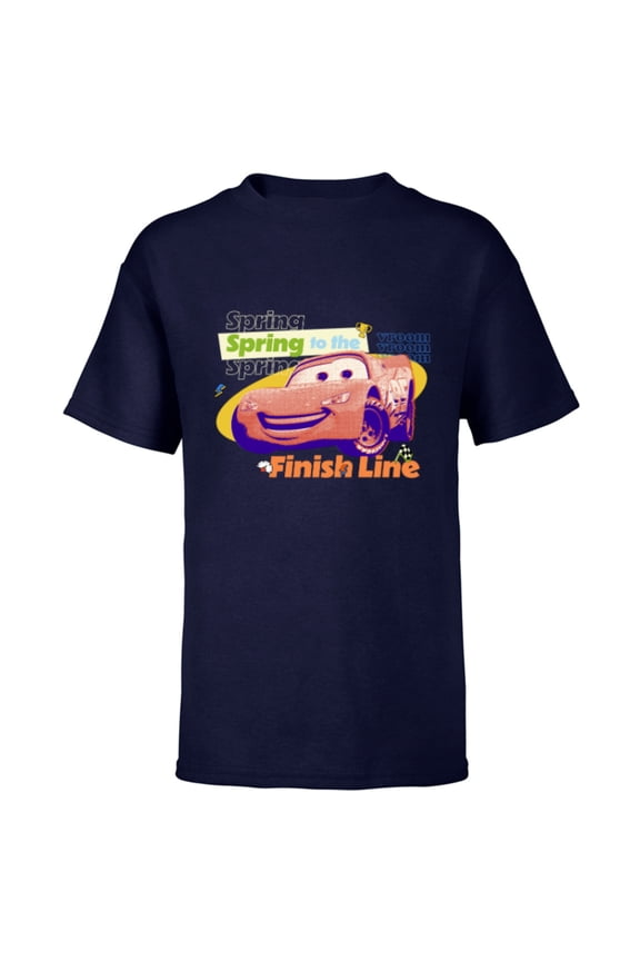 Disney and Pixar’s Cars Lightning Spring to the Finish Line - Short Sleeve T-Shirt for Kids - Customized-Navy