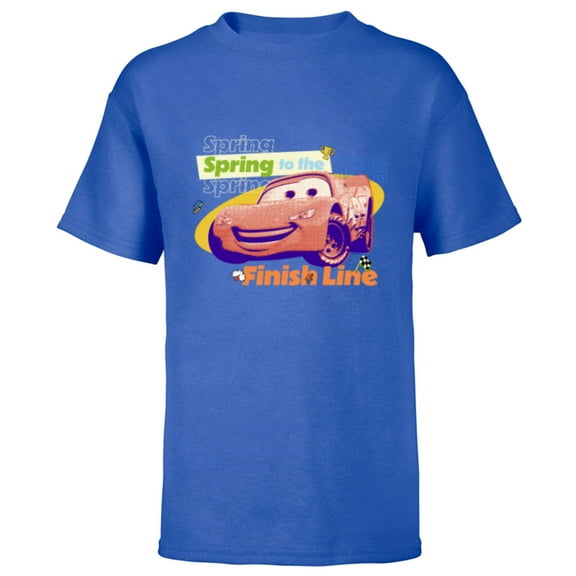 Disney and Pixar’s Cars Lightning Spring to the Finish Line - Short Sleeve T-Shirt for Kids - Customized-Royal