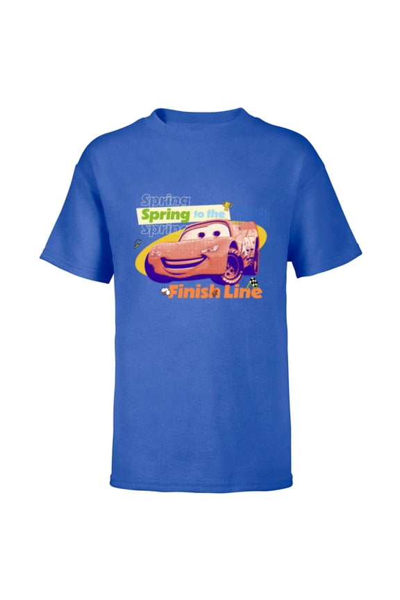 Disney and Pixar’s Cars Lightning Spring to the Finish Line - Short Sleeve T-Shirt for Kids - Customized-Royal
