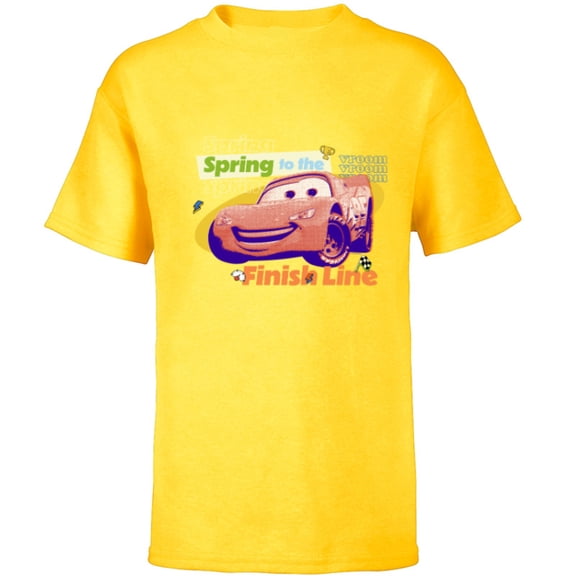 Disney and Pixar’s Cars Lightning Spring to the Finish Line - Short Sleeve T-Shirt for Kids - Customized-Yellow