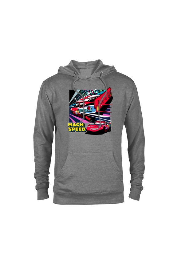 Disney and Pixar’s Cars Mach Speed Lightning McQueen Racing - Pullover Hoodie for Adults - Customized-Athletic Heather