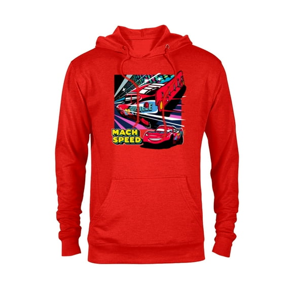 Disney and Pixar’s Cars Mach Speed Lightning McQueen Racing - Pullover Hoodie for Adults - Customized-Red