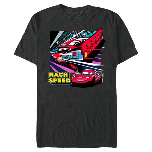 Disney and Pixar’s Cars Mach Speed Lightning McQueen Racing - Short Sleeve Blended T-Shirt for Adults - Customized-Dark Heather